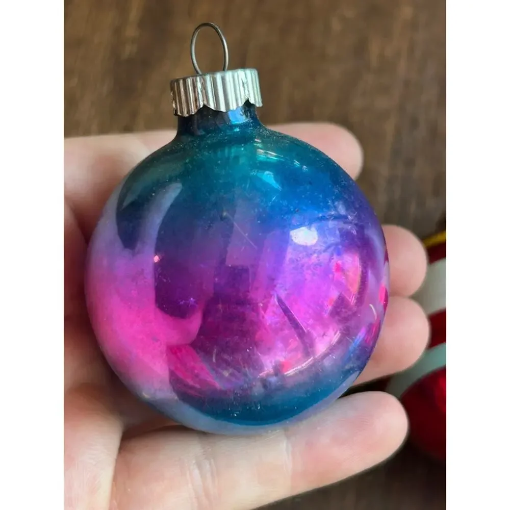 3 vintage shiny brite glass ball ornaments Christmas